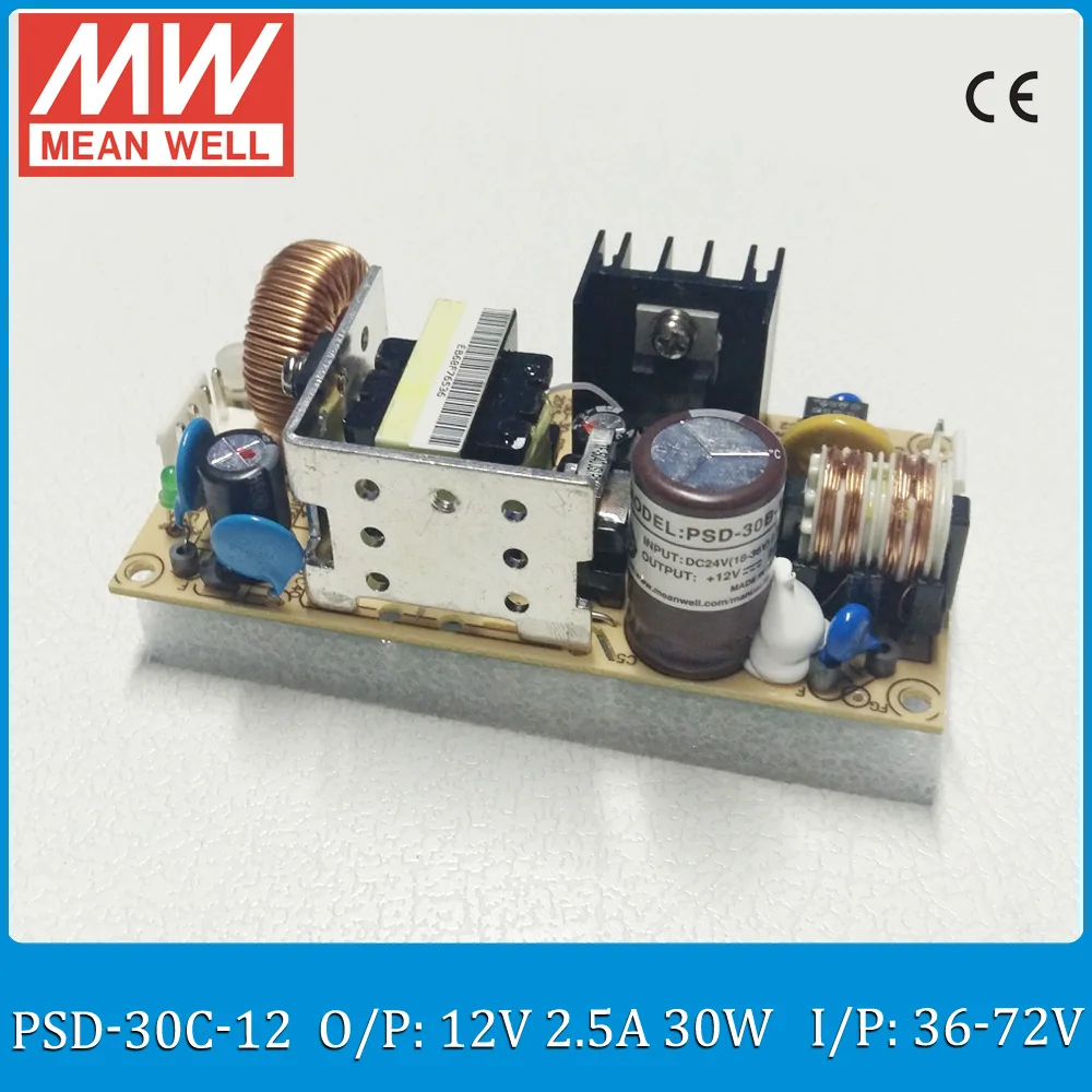 

Original MEAN WELL 30W DC DC converter PSD-30C-12 Input 36~72V to output 12V 30W 2.5APCB type dc dc isolated converter