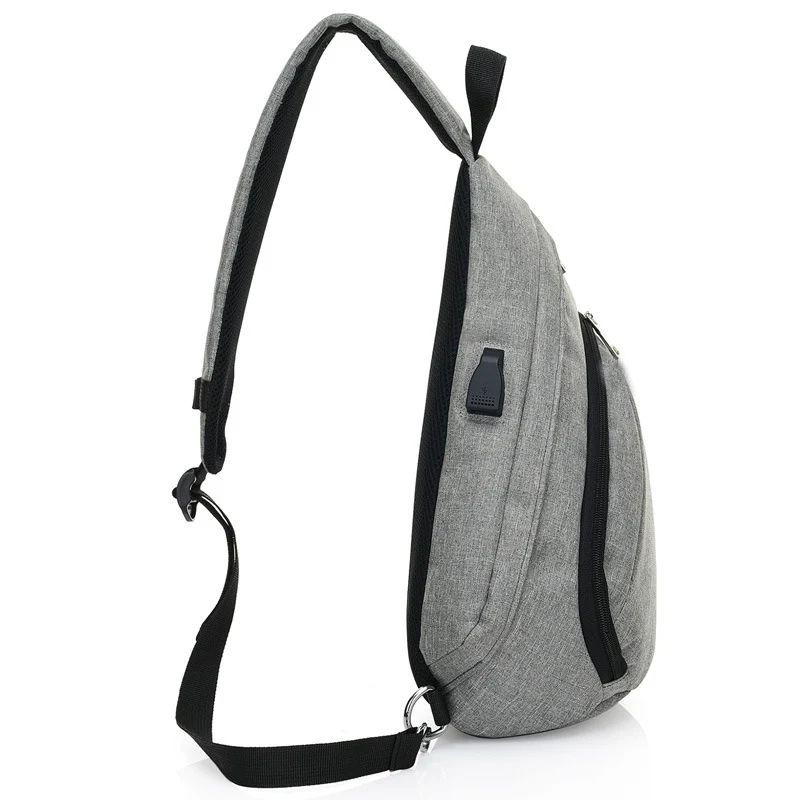 Hombres Mochila antirrobo diseño gota pecho lienzo bolso USB recargable adolescente solo hombro bolsas gafas gancho Mochila BP0213