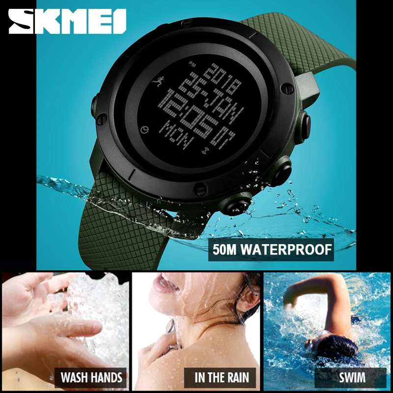 SKMEI Denim Dual Display Sports Wristwatches Men's Women Outdoor Compass 50M Waterprroof Military Watches Relogio Masculino 1430