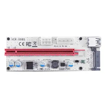 

60cm red cable 3 in 1 4Pin SATA 6PIN PCIE PCI-E PCI Express Riser Card 1x to 16x USB 3.0 Cable For Mining Bitcoin Miner