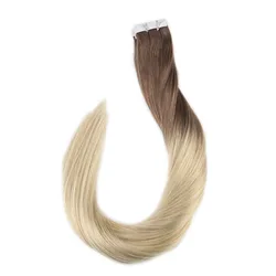 Full Shine Ombre Tape in Hair Extensions Color 6B Fading to 613 Full Head 50g Tape in Human Hair 100% Remy Seamless Tape Hair Full Shine Ombre Tape in Hair Extensions Color 6B Fading to 613 Full Head 50g Tape in Human Hair 100% Remy Seamless Tape Hair