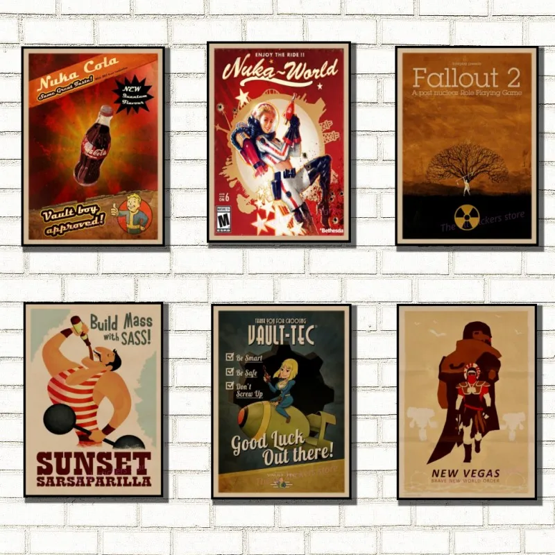 

Fallout 3 4 Game Poster Retro Kraft Paper Bar Cafe Home Decor Painting Wall Sticker/2030