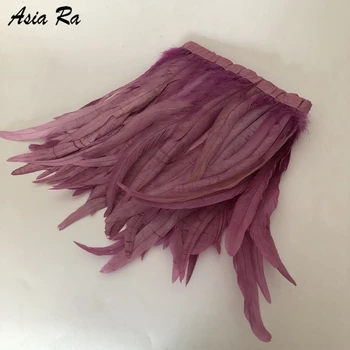 

5 Meters 35-40cm light purple chicken feather trim fringes strips diy feather boas for wedding carnival home sewing decorations