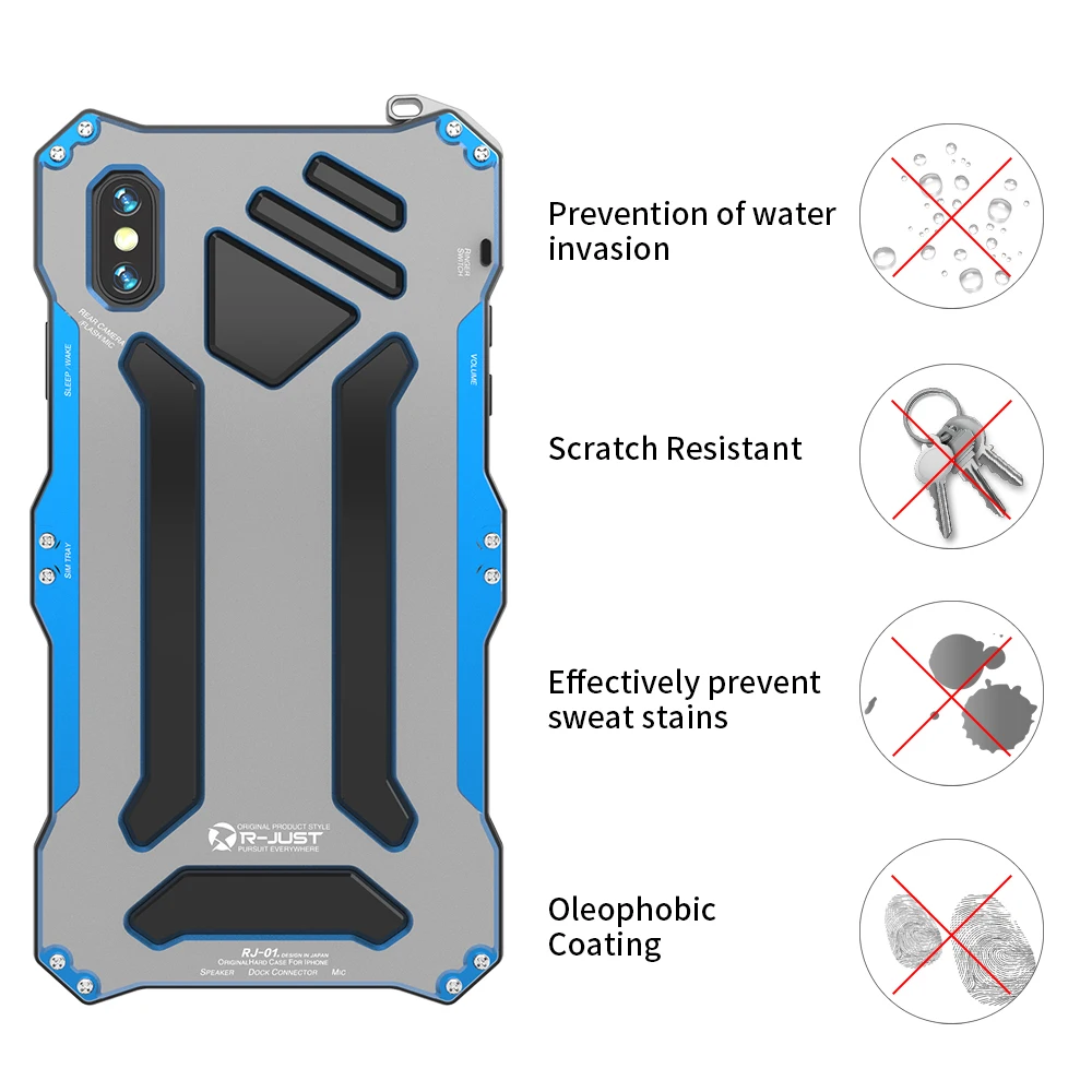 

For iPhone XS Max XR X Phone Case Hard Triple Heavy Duty Protection Armor Metal iphonexs xsmax Cover Silicon Aluminum Casings