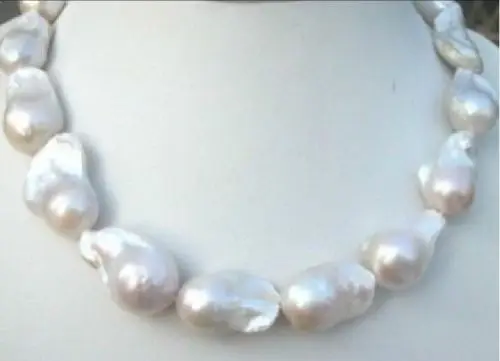 

Free Shipping CLASSIC RAHE HUGE 16-22MM SOUTH SEA WHITE BAROQUE PEARL NECKLACE17" 14KGP