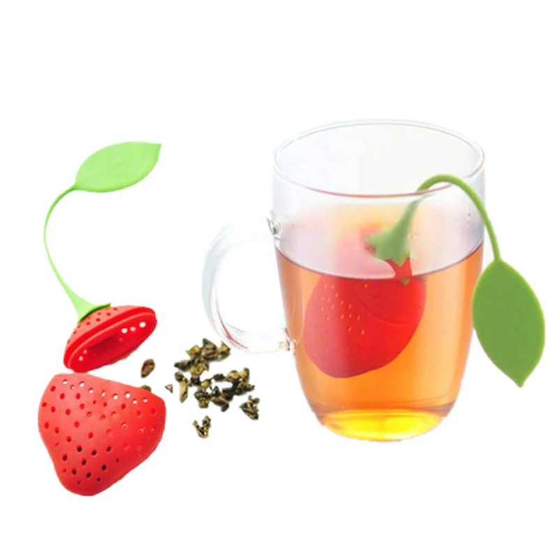 

1PC Tea Strainer Non-toxic Strawberry Shape Silicone Tea Infuser Filters Tea Bag Diffuser Teapot Accessories Kitchen Supplies