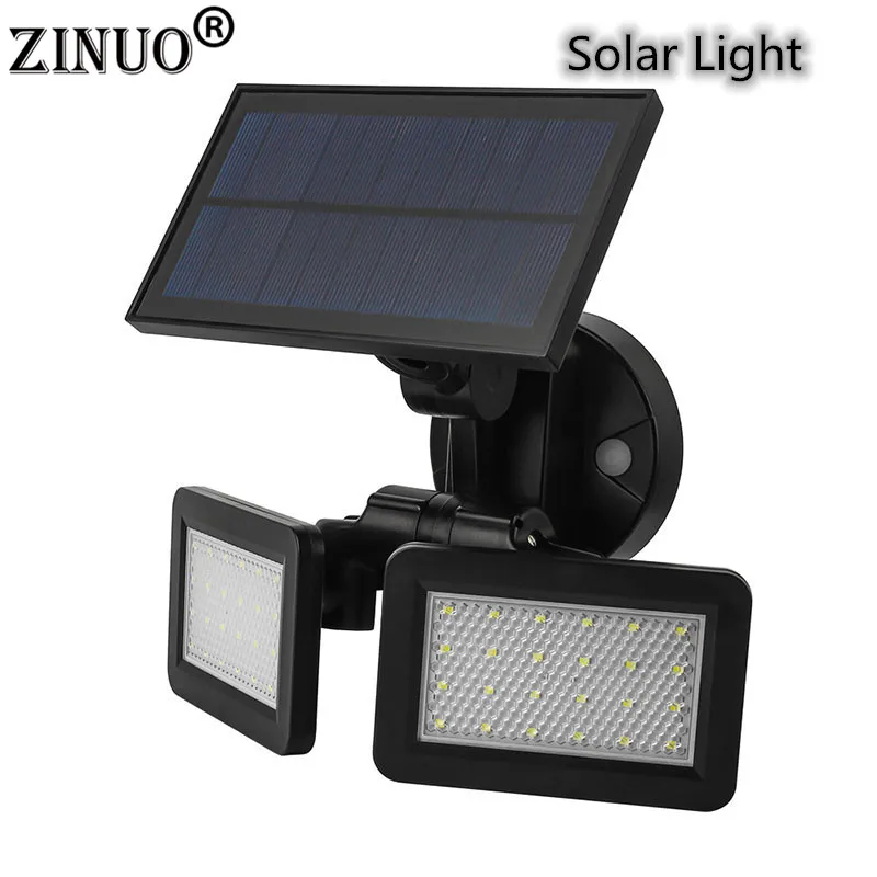 

ZINUO Dual Head Solar Light 480LM 48LED Waterproof PIR Motion Sensor Solar Powered Light Garden Security Wall Lamp Street Lamp
