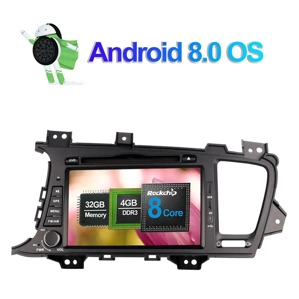 Best 4G LTE Android 8.0 Car DVD Player for Kia K5 Optima Magentis 2011-2015 GPS Navigation 2 Din Bluetooth Radio Stereo Head Unit 1