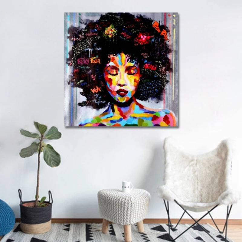 Abstract New Graffti Street Wall Art Abstract Modern Women Portrait