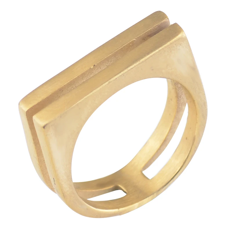 EdgLifU, геометрическое кольцо, простое, два бара, круглые кольца для женщин, нержавеющая сталь, Простое розовое золото, матовое, обручальное кольцо - Цвет основного камня: Gold