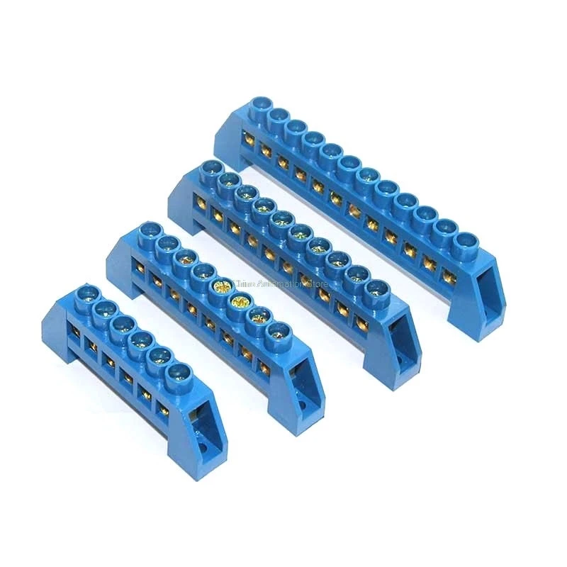 Blue Screw Brass terminal block Earth And Neutral block with 6 12 Pole