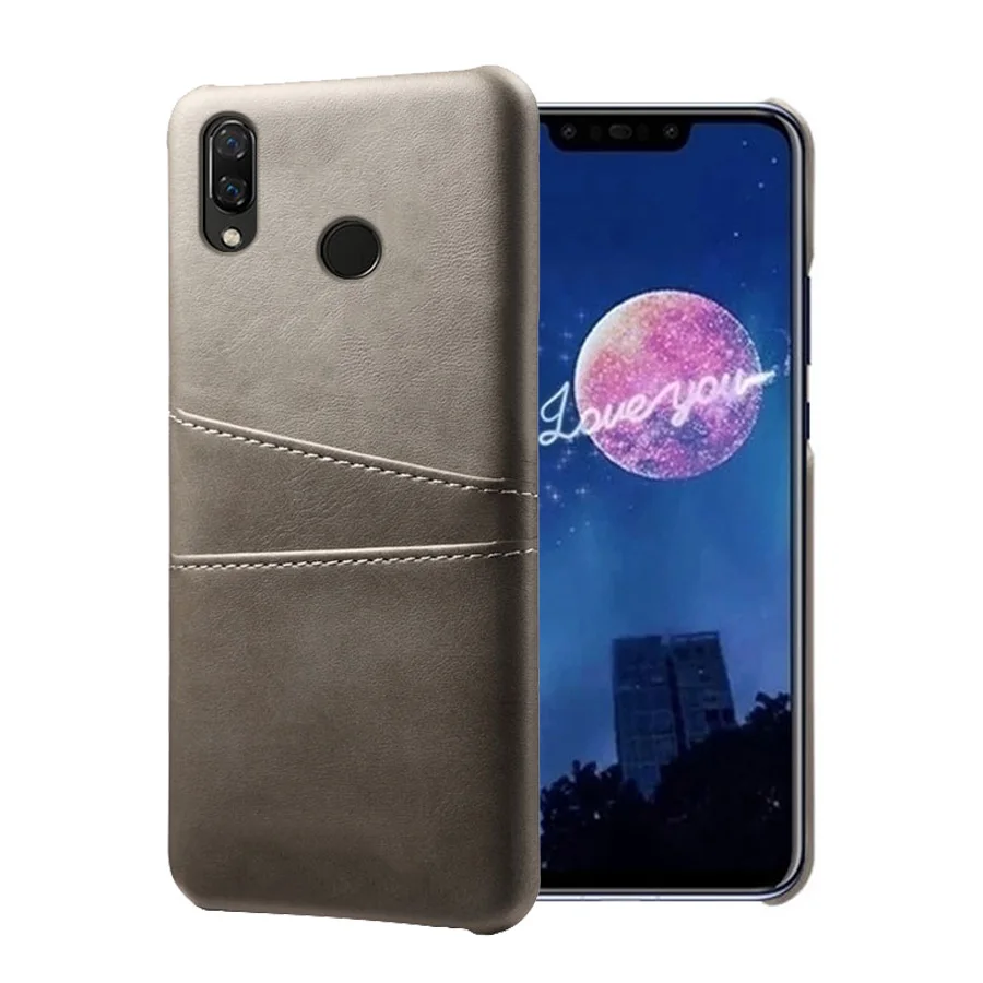 Кожаный держатель для карт Чехлы для телефона для huawei Honor 5A 5C 5X6 плюс 6A 6C 6Pro 7 7i 7X8 8C 8X Max 9 Lite 9i 10 V8 V9 играть V10 V20 - Цвет: Светло-Серый