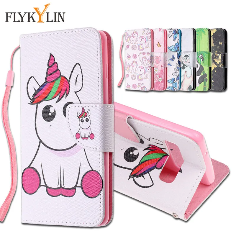 

FLYKYLIN Unicorn Case For Samsung Galaxy S10 Case Wallet Flip Leather Phone Cover For Samsung S10e S10+ S9 S8 Plus S7 edge Coque