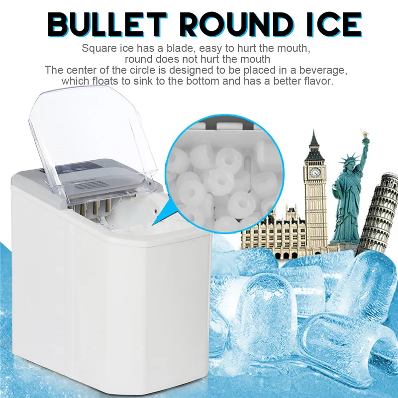 

112W 15kg/24H 220V Small commercial Automatic ice Maker Household ice cube make machine for home use bar coffee shop 30X30X21cm