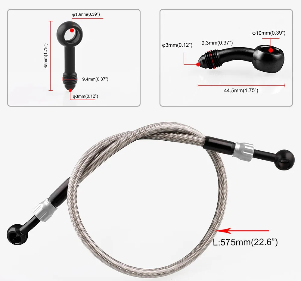 Мотоцикл Байк Плетеный Стальной гидравлический усиленный тормозной линии сцепления Масляный шланг 500 до 2400 мм Универсальный подходит для гонок MX