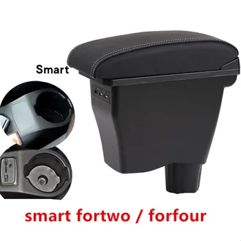 

For smart fortwo armrest box universal car center console smart forfour caja modification double raised with usb no assembly