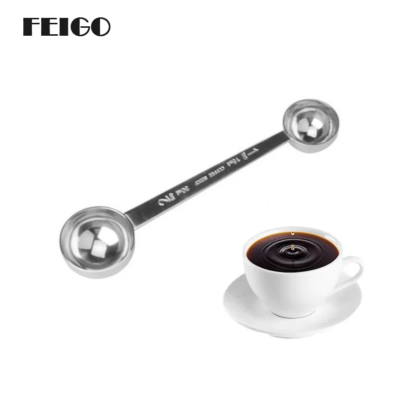 

FEIGO 1Pcs Double-Headed Measuring Spoon Stainless Steel Coffee Spoons Milk Seasoning Spoon Cooking Kitchen Bakeing Tools F553