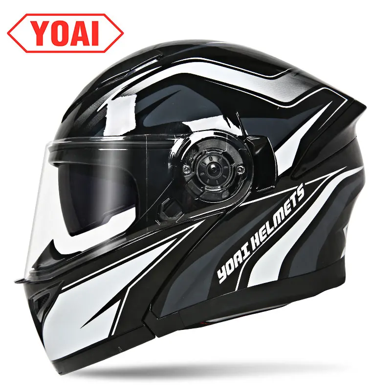 YOAI moto rcycle шлем двойной vsior анфас мото шлемы Filp Up Casco Racing Capacete с внутренним солнцезащитным козырьком - Цвет: 14