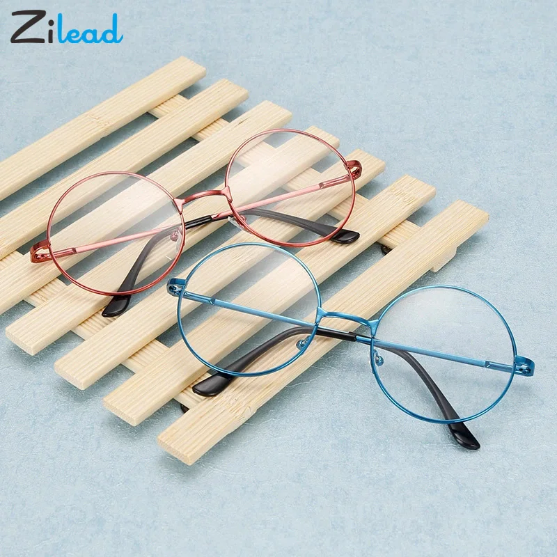

Zilead Individual Men Women Retro Metal RoundFrame Plain Eyeglasses Anti Fatigue Colorful Unbreakable Classical Reading Glasses