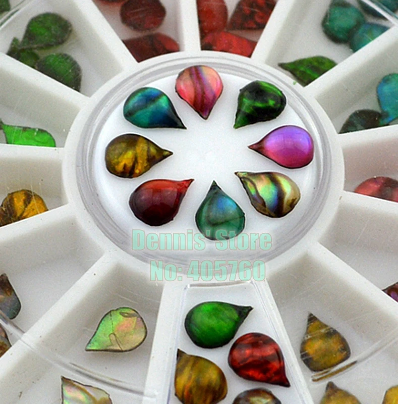 

Wholesale 60PCS Colorful Glitter Flame Shell Stone Drop Acrylic Flat Back Nail Art Rhinestones Decals Wheel DIY Tips