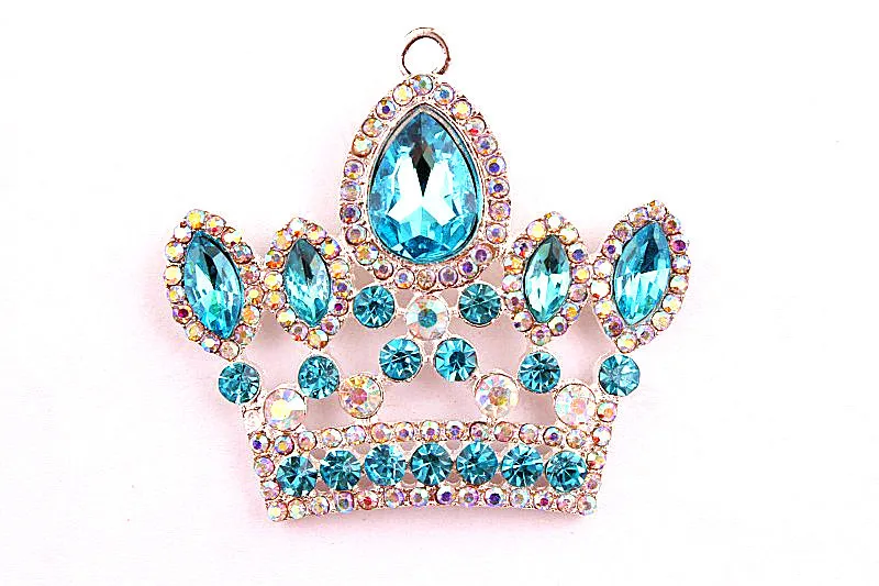 

Kwoi vita AAA Quality!! 10pcs/lot 42*51mm Chunky silver charm crown rhinestone jewelry pendants for kid's necklace making!!