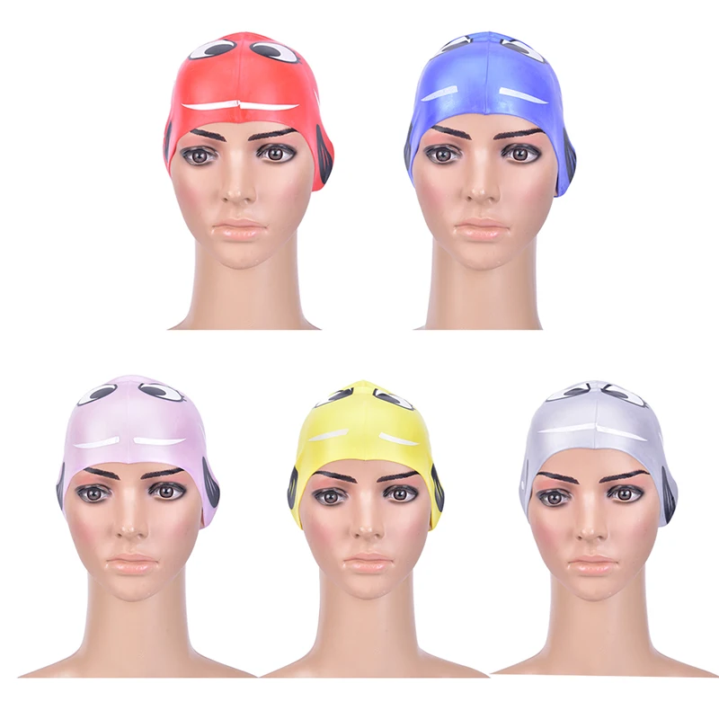 Swimming Cap for Pool Cute Cartoon Fish Children Kids Swim Badmuts Waterproof Protect Ears Long Hair Boy Girl Sports Swim Hat