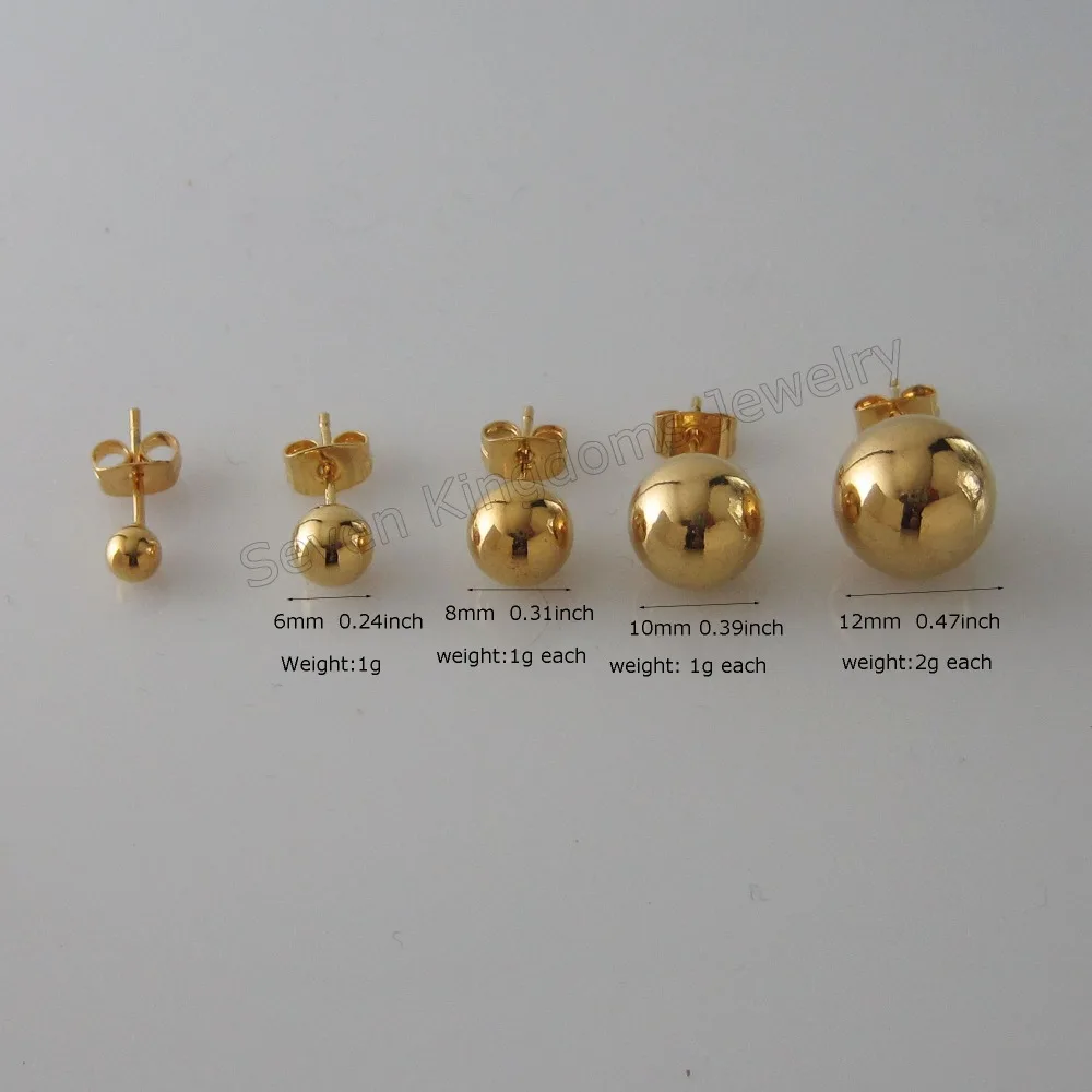 Foromance New Ball Shaped 6 Sizes Available Yellow Gold Gp Overlay Foromance New Ball Shaped 6 Sizes Available Yellow Gold Gp Overlay Stud Plain Surface