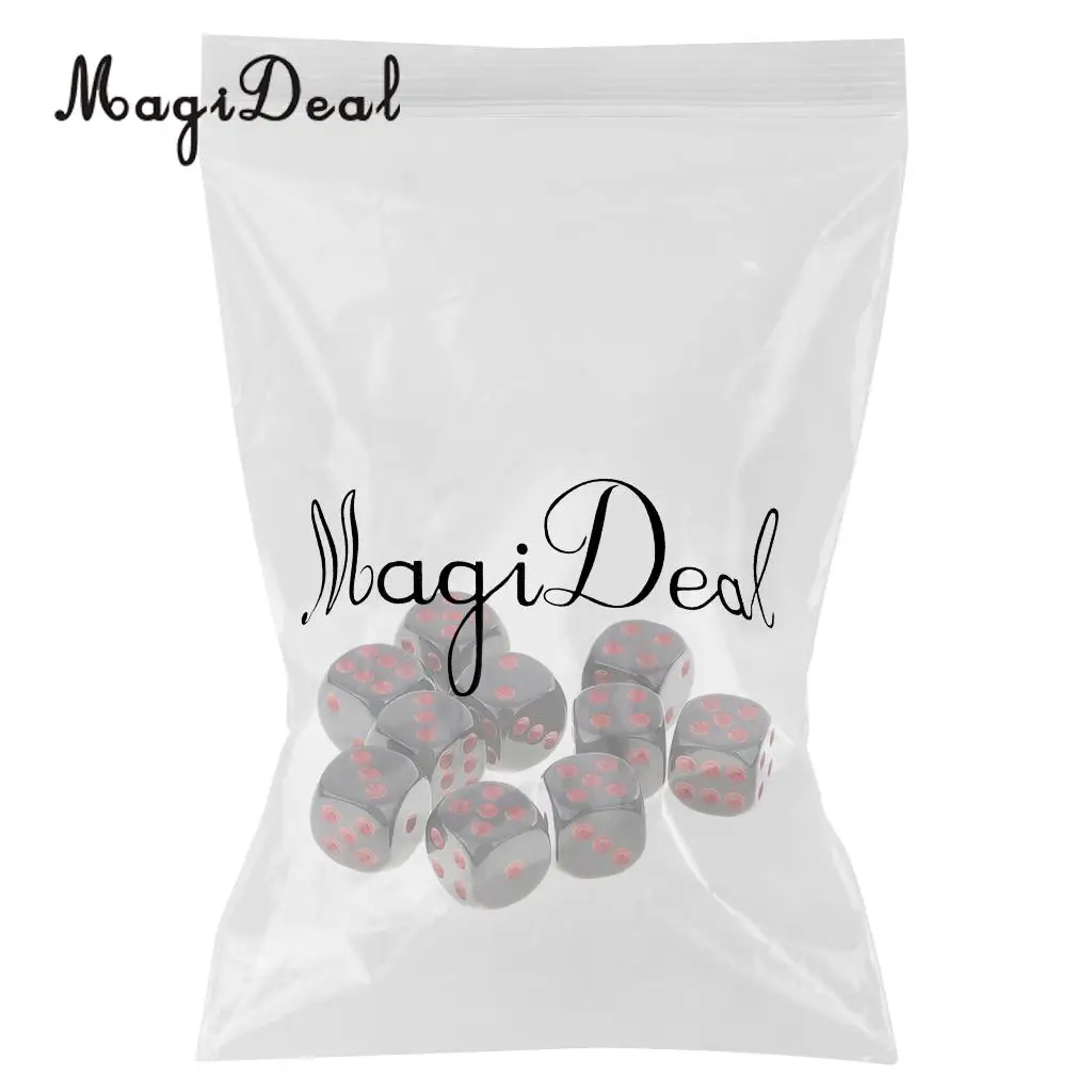 MagiDeal Durable 10Pcs Plastic D6 Dice Set for Dungeons& Dragons RPG Table Board Game Party Club Pub Dice Accessory 3 Colors