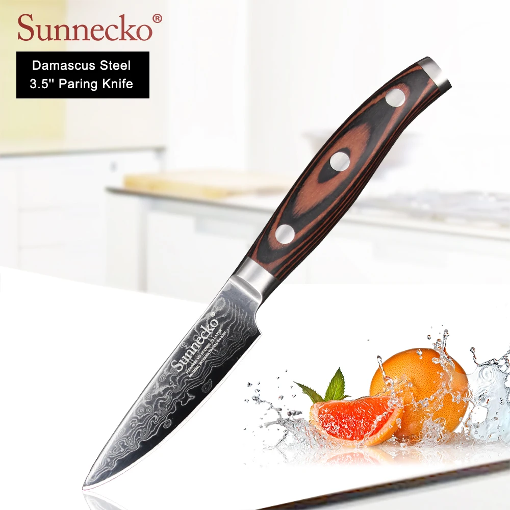 SUNNECKO 3 5 &quotдюймов нож для очистки овощей японский VG10 Дамасская сталь кухонные