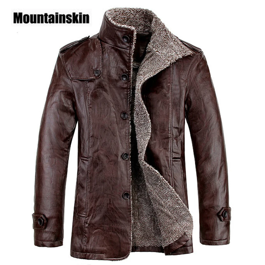 Mountainskin 4XL зимние повседневные Куртки из искусственной кожи мужские теплые пальто