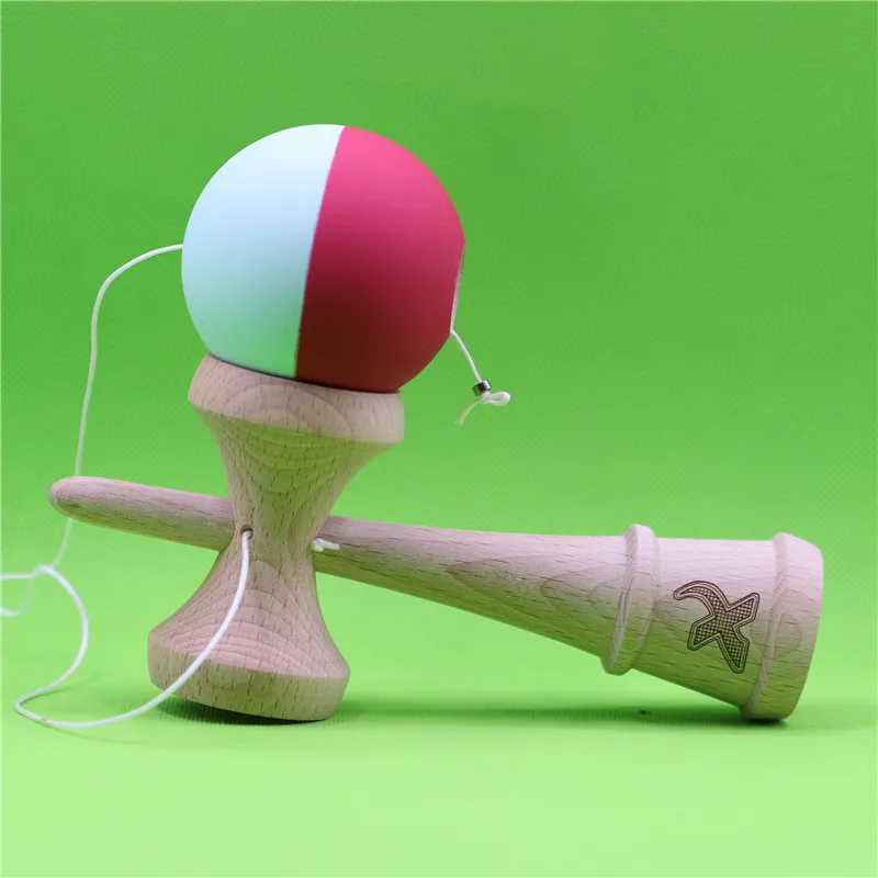 Резиновые полуспилок Kendama, 4 цвета на выбор, с прядильной бусинкой, большой традиционный Кен, изготовлен из бука, 18 см резиновая кендама