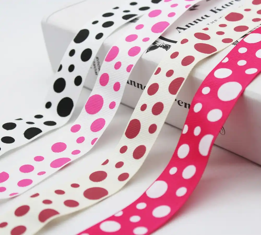 1//.5/" wide RED//WHITE POLKA DOT PRINTED GROSGRAIN RIBBON 2 metres 38mm