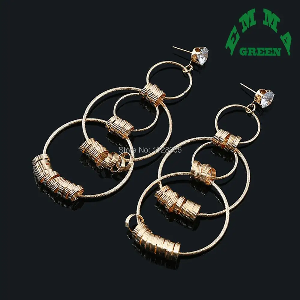 

Exaggerated Personality Metal Iron Geometric Round Circles Long Dangle Stud Earrings earring fashion Earrings Wholesale