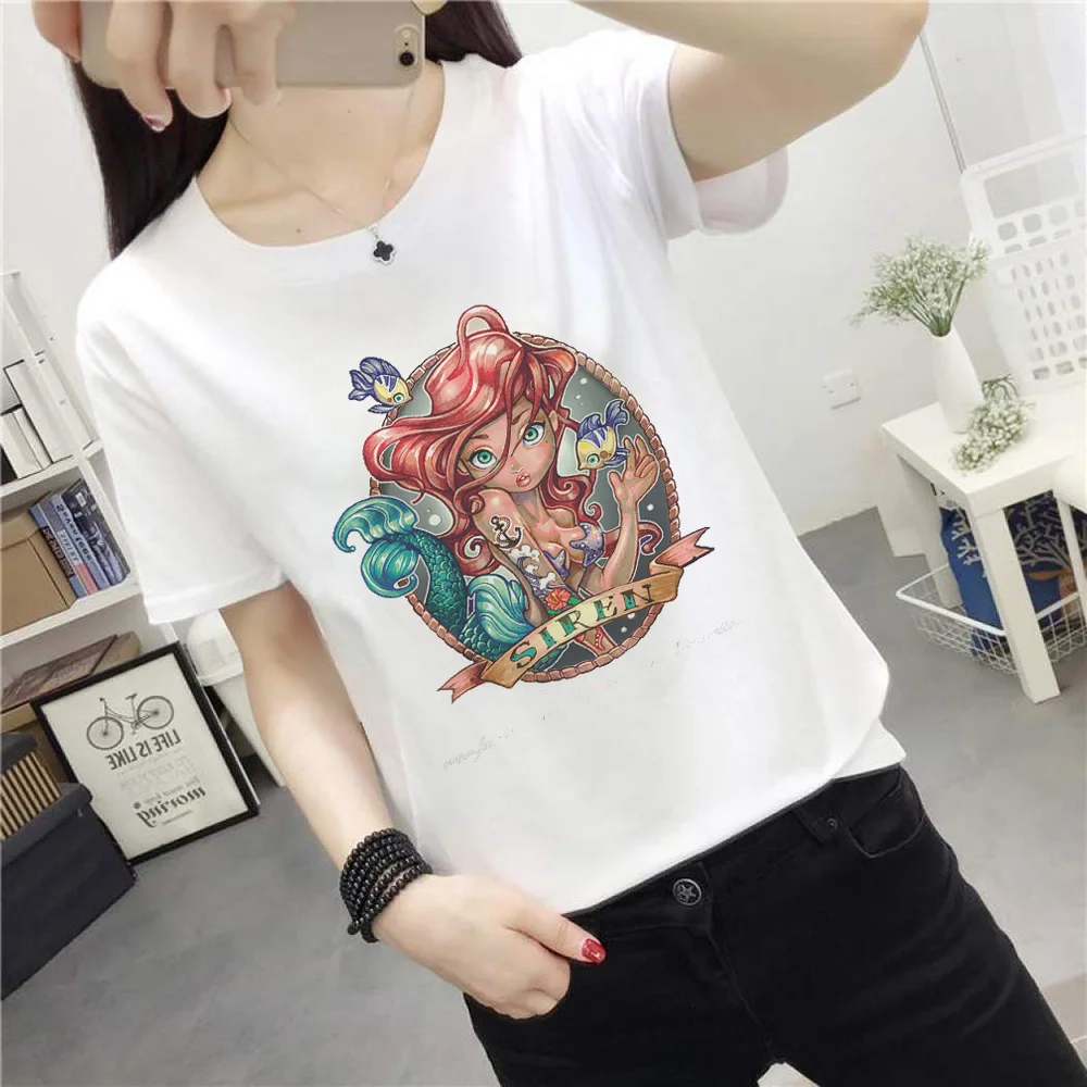 

2019 new fashion personality Disney Princess print women's T-shirt ladies T-shirt