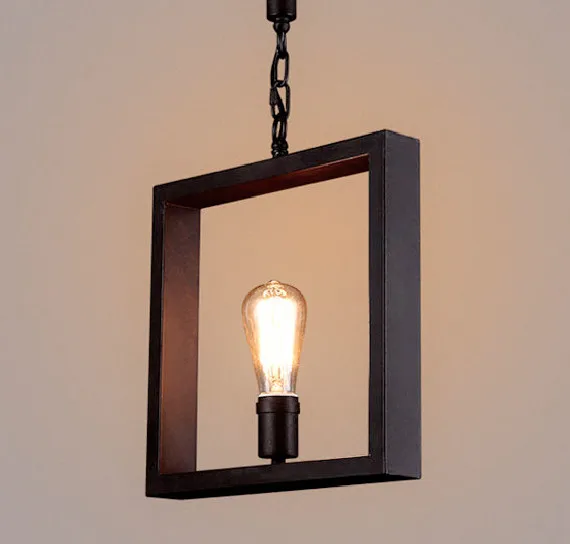 

Retro nostalgic square Pendant Lights Modern contracted iron&hemp rope E27 LED light fixtures for bar&balcony&corridor CYDD012