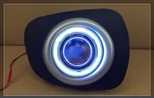 eOsuns COB angel eye led daytime running light DRL + halogen Fog lamp + Projector Lens for Mitsubishi Pajero Sport 2