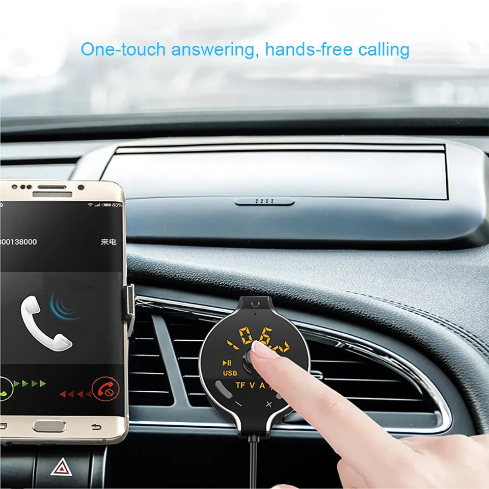 Bluetooth FM Transmitter Wireless Bluetooth FM Modulator Handsfree Car Kit 3.5mm Bluetooth Aux Car MP3 Player TF USB Car Charger (7)