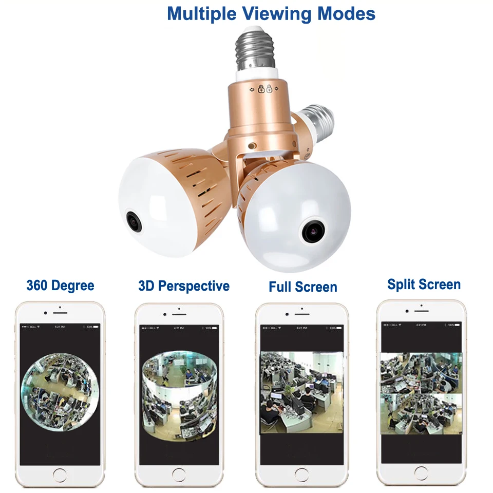 Bulb Lamp Wireless IP Camera Wifi 1080P Panoramic 360 Degree Camera Support 64G FishEye Smart Home 3D VR Security CCTV Camera Bulb Lamp Wireless IP Camera Wifi 1080P Panoramic 360 Degree Camera Support 64G FishEye Smart Home 3D VR Security CCTV Camera