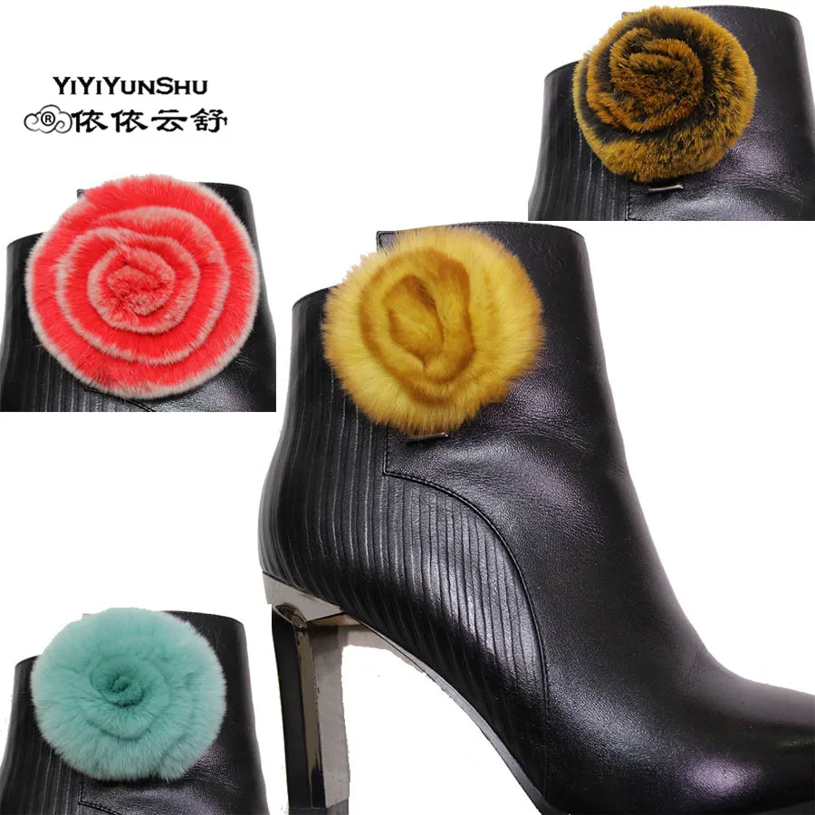 

Genuine Rex Rabbit Fur Pom Poms Flower Ball For Hats Shoes Real Fur Bags Accessories Pompon Natural Rex Fur Pompom Fur Flower