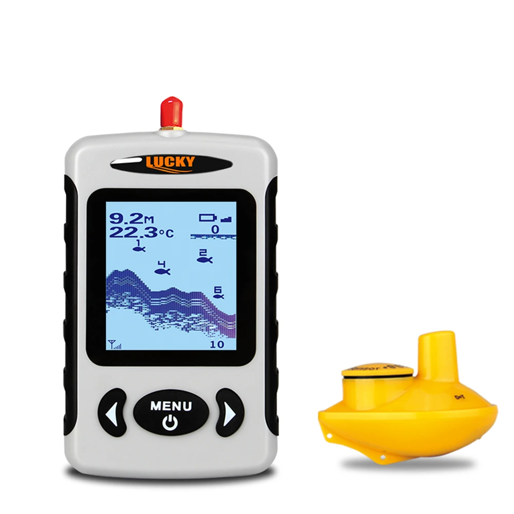 محظوظ FFW718 الروسية اللاسلكية السمك مكتشف 125 كيلو هرتز تردد كونتور القاع 5-45 متر fishfinder الاستشعار صيد الكاميرا