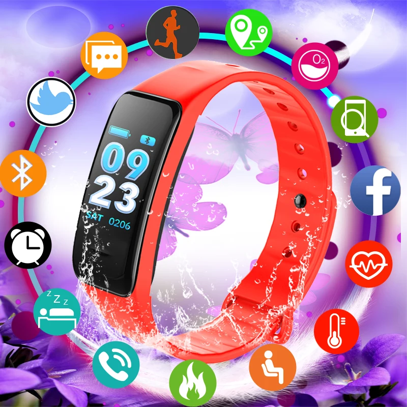

BANGWEI Women Smart Watch Waterproof Fitness Bluetooth Smart Digital Watch Heart Rate Monitor Watch Vibrating Call Reminder+Box
