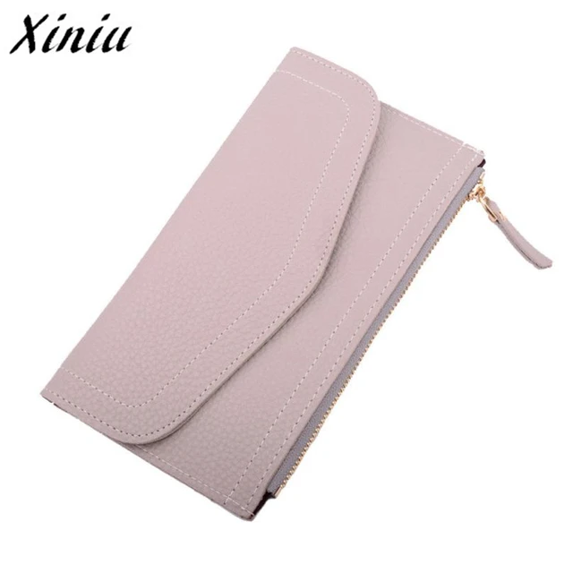 Latest Women Leather Zipper Wallet Fashion Lady Portable Multi function Short Solid Color Change ...