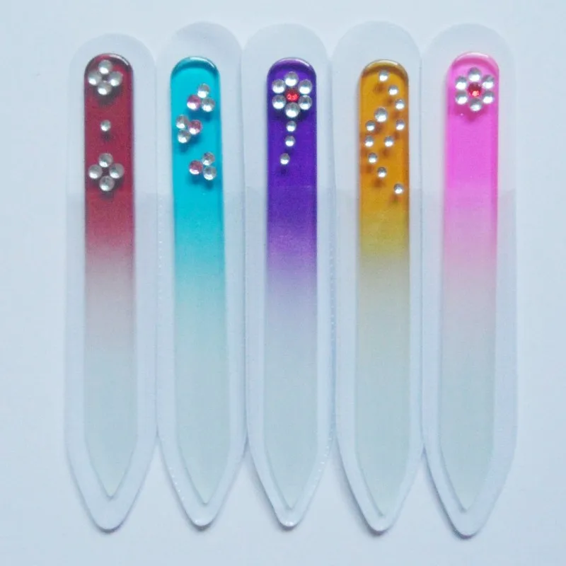 Thinkboo 5 шт./лот прочный Пилочки для ногтей с украшением в виде кристаллов Стекло пилочка для ногтей, пилочка для ногтей файл разные цвета маникюрный набор