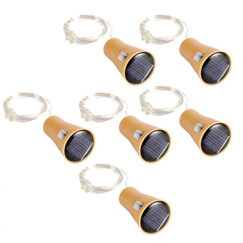 

6pcs 1m 10 LED New Fashion Solar-powered Wine Bottle Cork-shaped String Starry Light Night Fairy Light Lamp Xmas