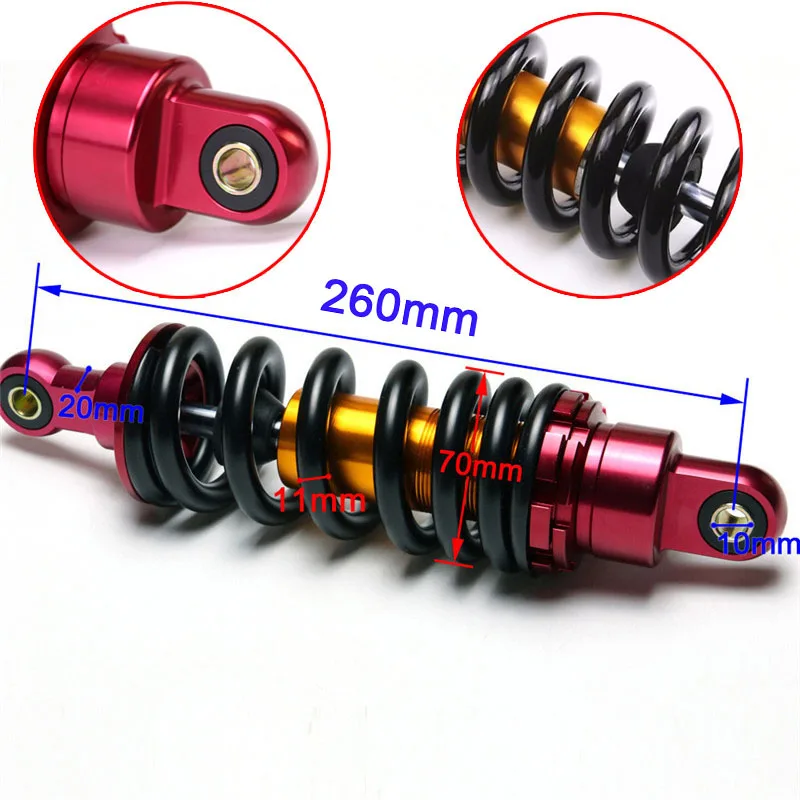 TDPRO 260mm Motorcycle Scooter Shock Absorber ATV Rear Suspension For Honda kawasaki SSR KTM BBR Dirt Pit Bike