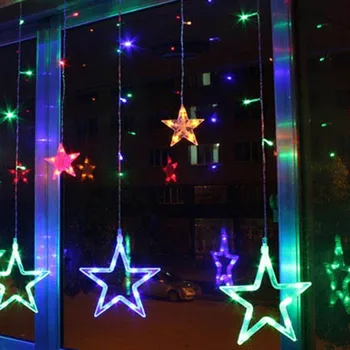 

гирлянды гирлянда string lights LED Stars Hanging Curtain Lights String 5 Big 4 Small Home Party Home Decor Drop Shipping 40