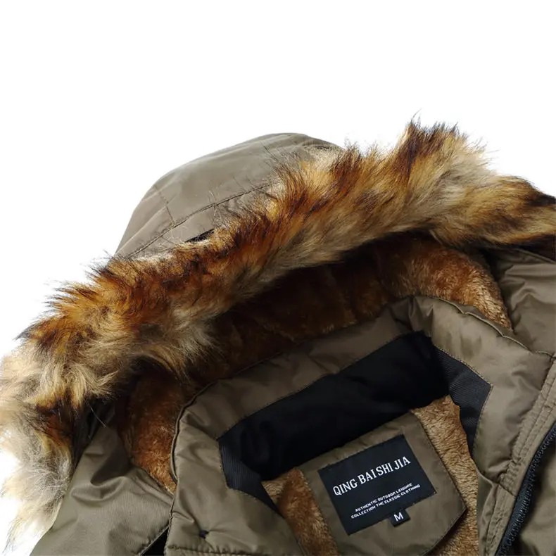 MuLS Winter Warm Fleece Men Jackets Wind Resistant Autumn Thick Fur Trim Hooded Jacket Coats Mens Cotton Padded 2019 New -20 'C 06
