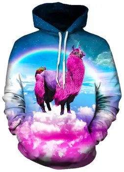 

2018 3D Printed LLAMACORN UNISEX HOODIE Famous Brand Harajuku Oversized Hip Hop Men Sweatshirt