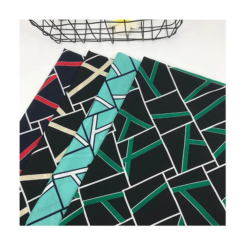 

New Chiffon Geometric Printing Fabric Satin Quilted Textile Fabric DIY Sewing Chiffon Women's Dress Shirt Apparel Fabric