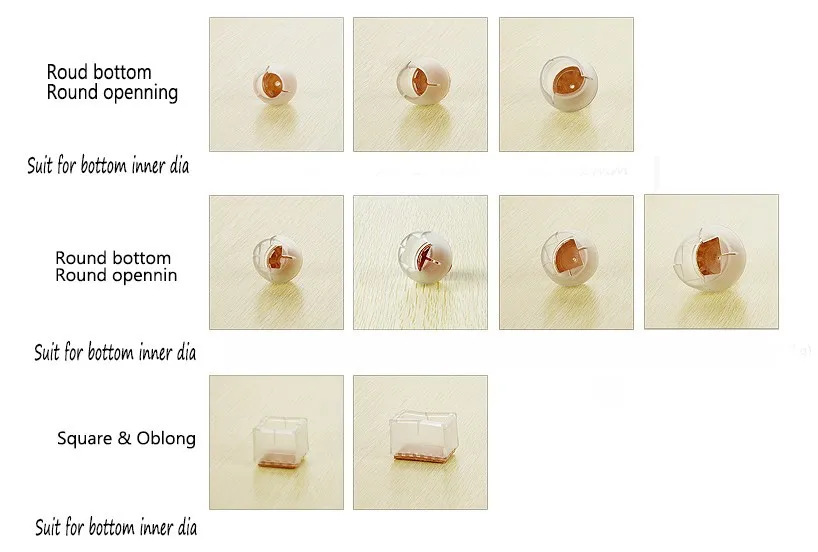 WJ003 прозрачный стул навершие для ножек, круглые, 25-29 мм Концевая Трубная вставка, чехол-накладка дерево ковер напольный Прозрачная защитная